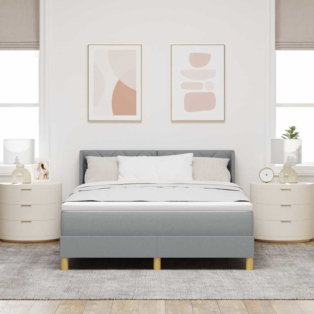 Lit à ressorts avec tête de lit Gris clair 200 x 140 cm tissu