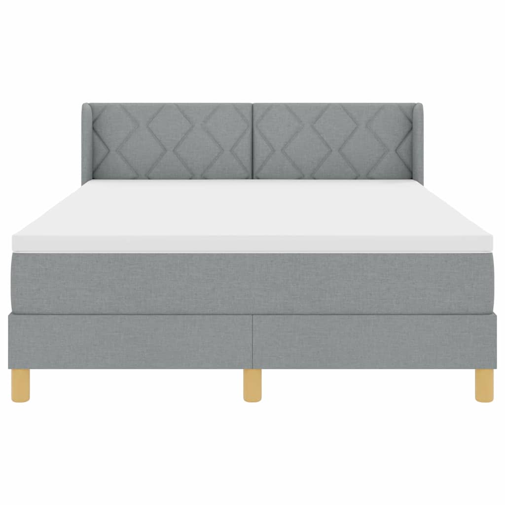 Lit à ressorts avec tête de lit Gris clair 200 x 140 cm tissu