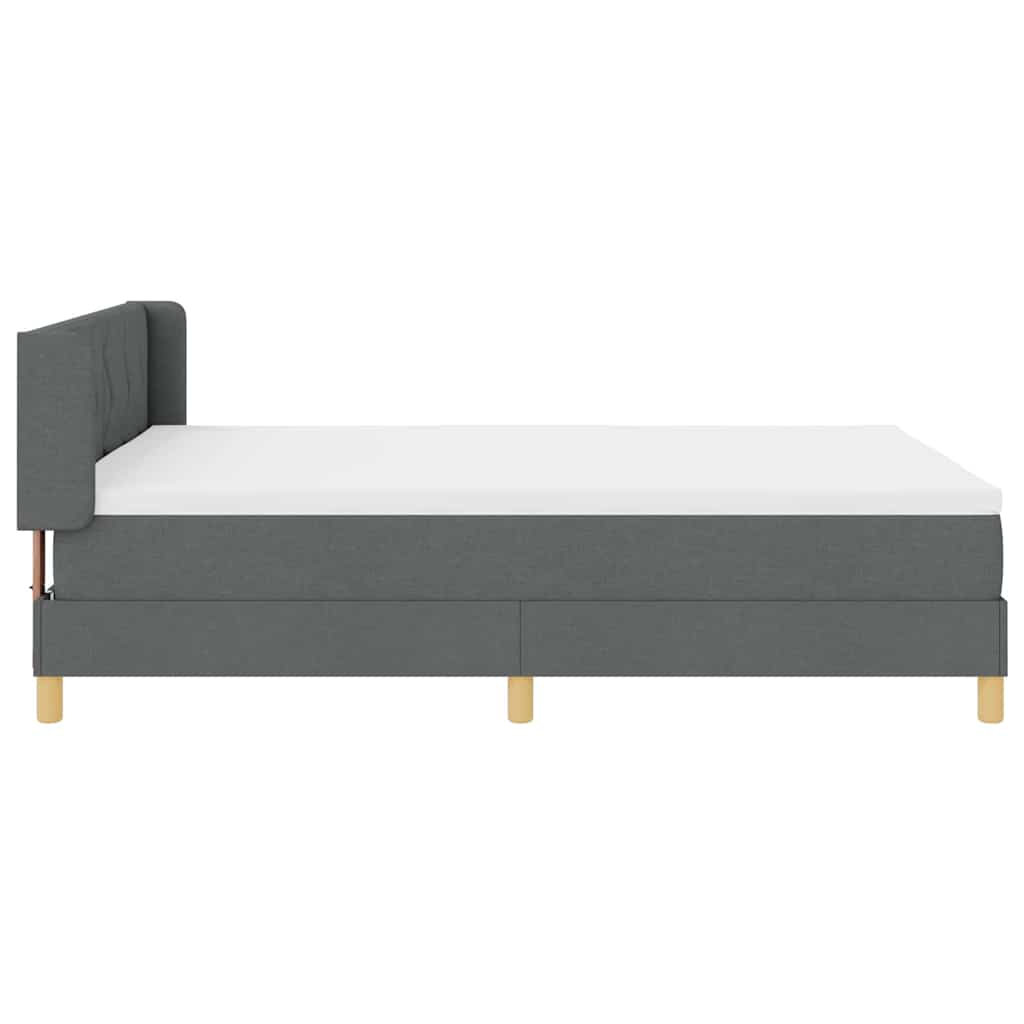 Lit à ressorts avec tête de lit Gris foncé 200 x 140 cm tissu