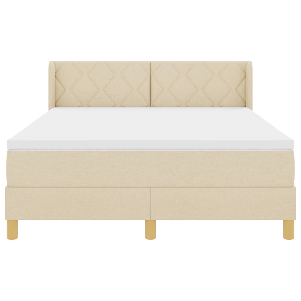 Lit à Ressorts avec matelas Crème 160 x 200 cm tissu - XIOS