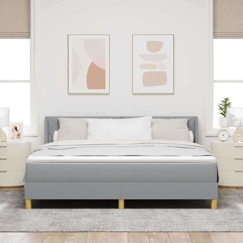Lit à ressorts avec tête de lit Gris clair 200 x 180 cm tissu