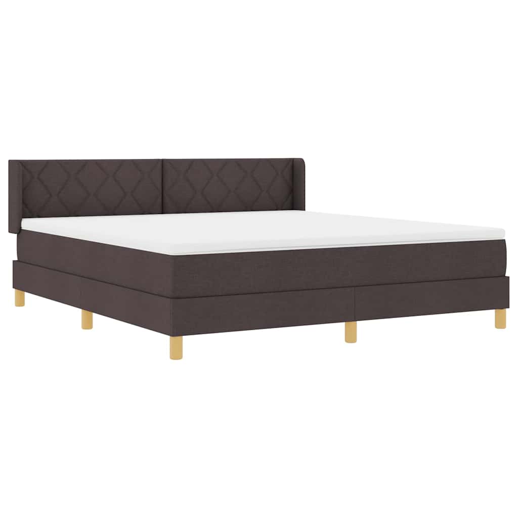 Lit à ressorts avec tête de lit Marron foncé 200 x 180 cm tissu
