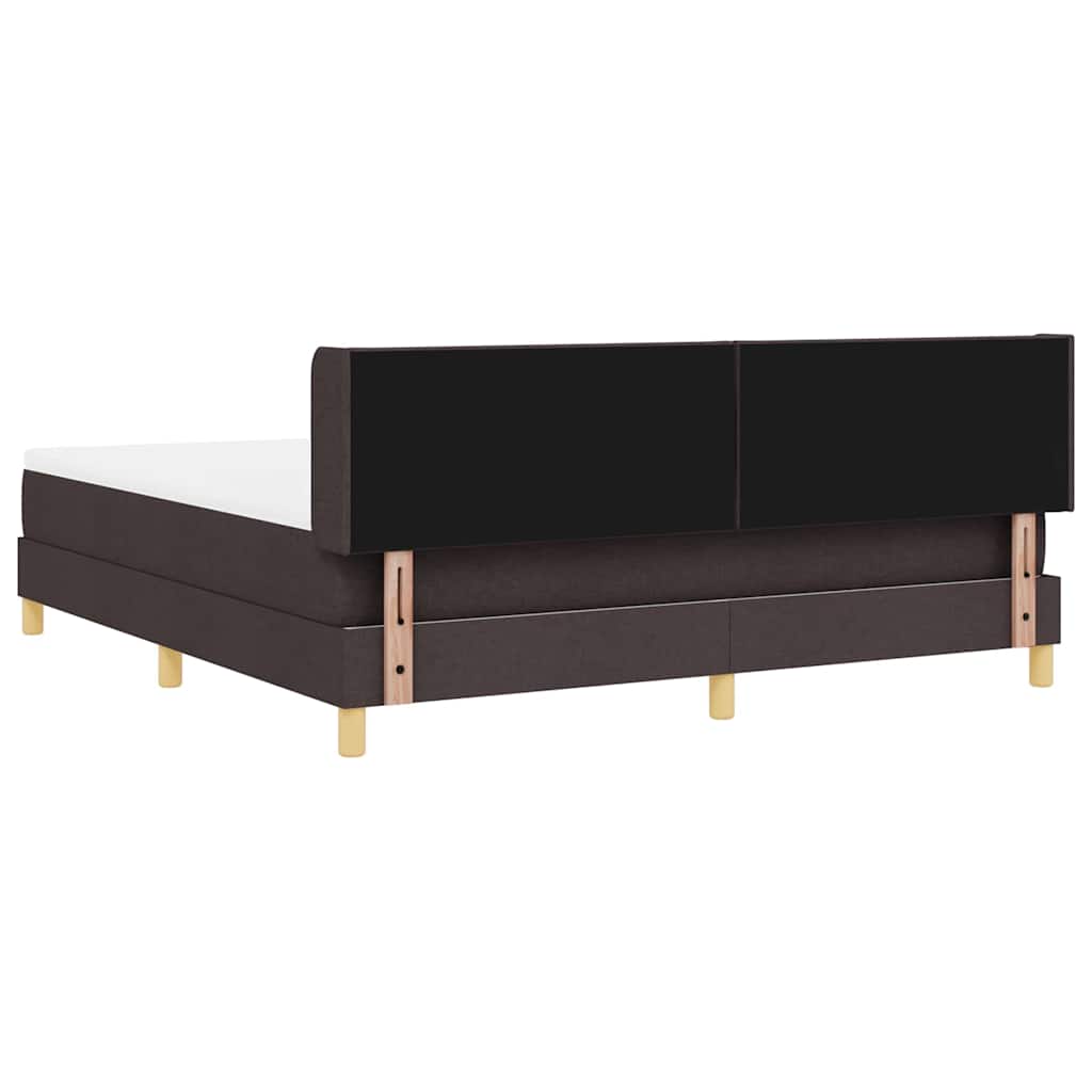 Lit à ressorts avec tête de lit Marron foncé 200 x 180 cm tissu