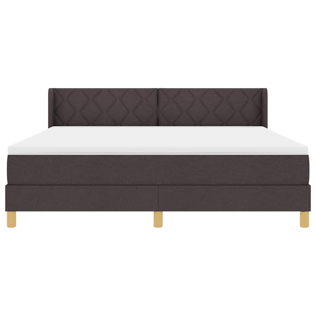 Lit à ressorts avec tête de lit Marron foncé 200 x 180 cm tissu