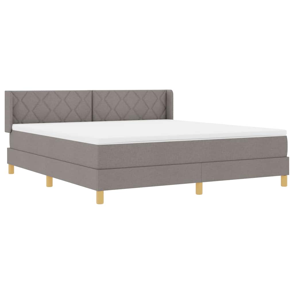 Lit à ressorts avec tête de lit Taupe 200 x 180 cm tissu