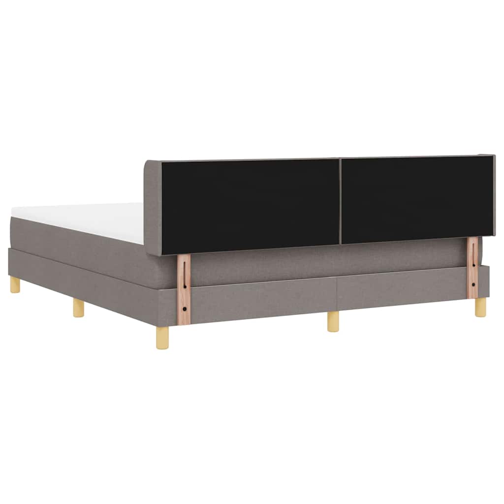 Lit à ressorts avec tête de lit Taupe 200 x 180 cm tissu