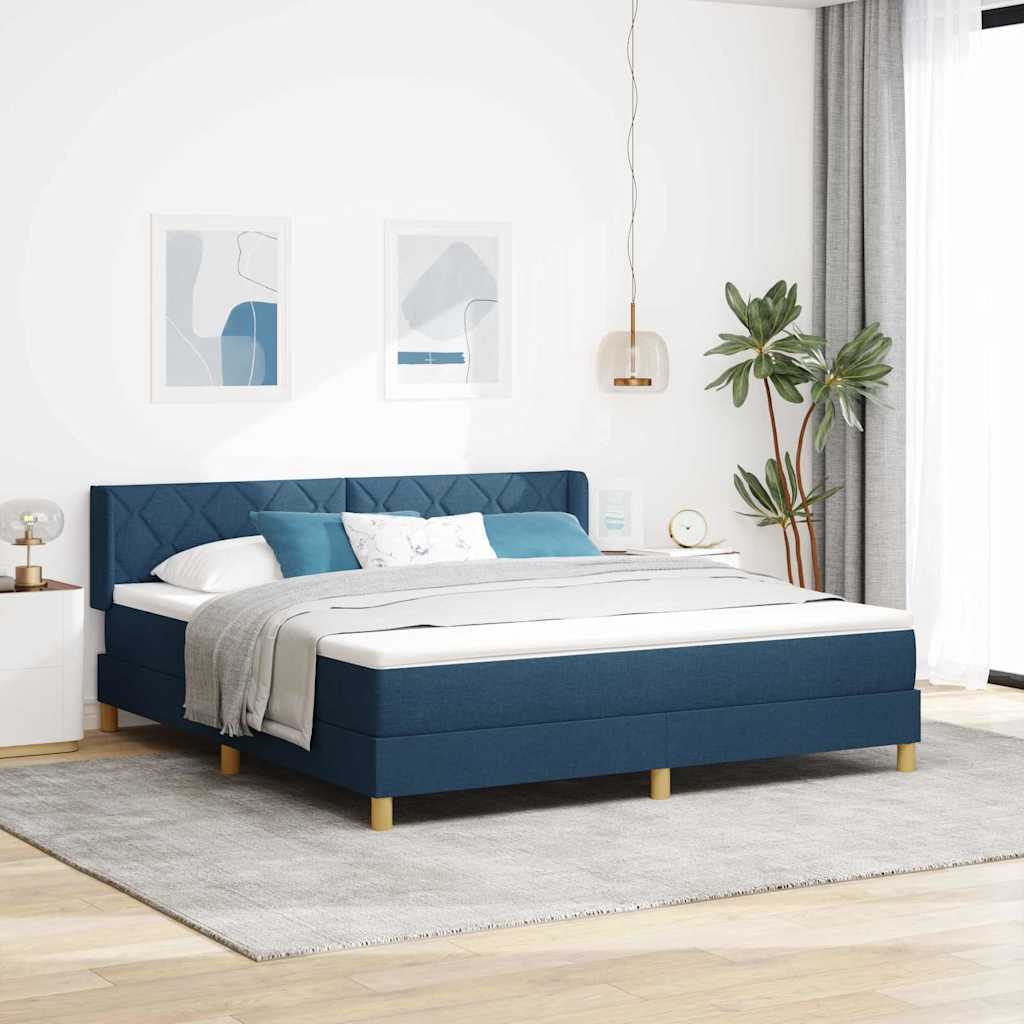Lit à Ressorts avec matelas Bleu 180 x 200 cm tissu - XIOS