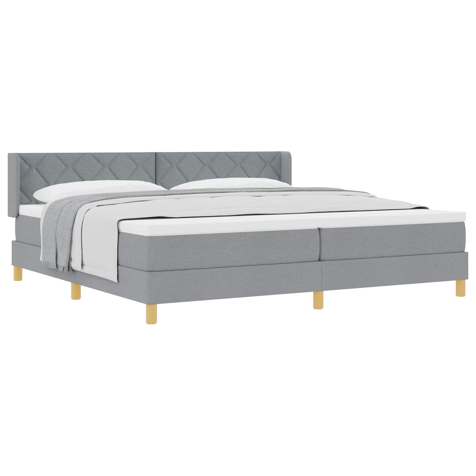 Lit à Ressorts avec matelas Gris clair 200 x 200 cm tissu