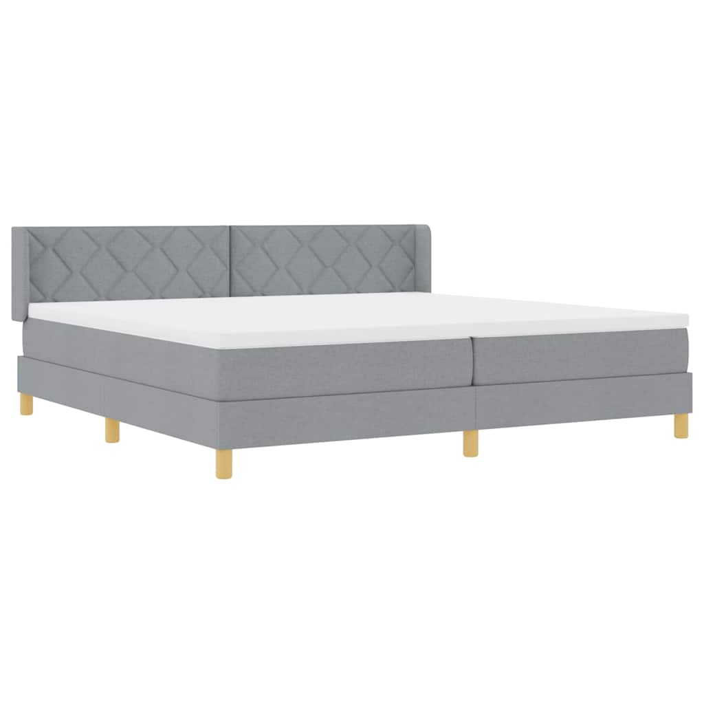 Lit à Ressorts avec matelas Gris clair 200 x 200 cm tissu - XIOS