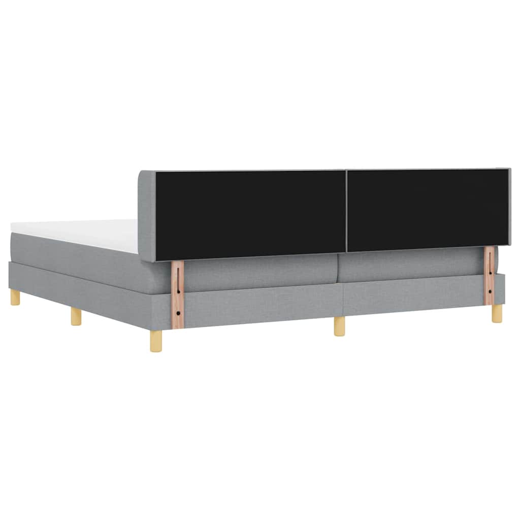 Lit à Ressorts avec matelas Gris clair 200 x 200 cm tissu - XIOS