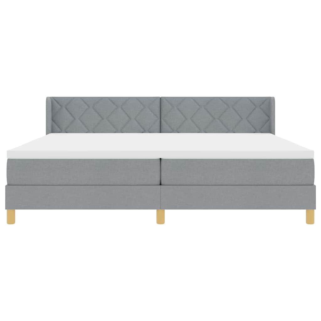 Lit à Ressorts avec matelas Gris clair 200 x 200 cm tissu - XIOS
