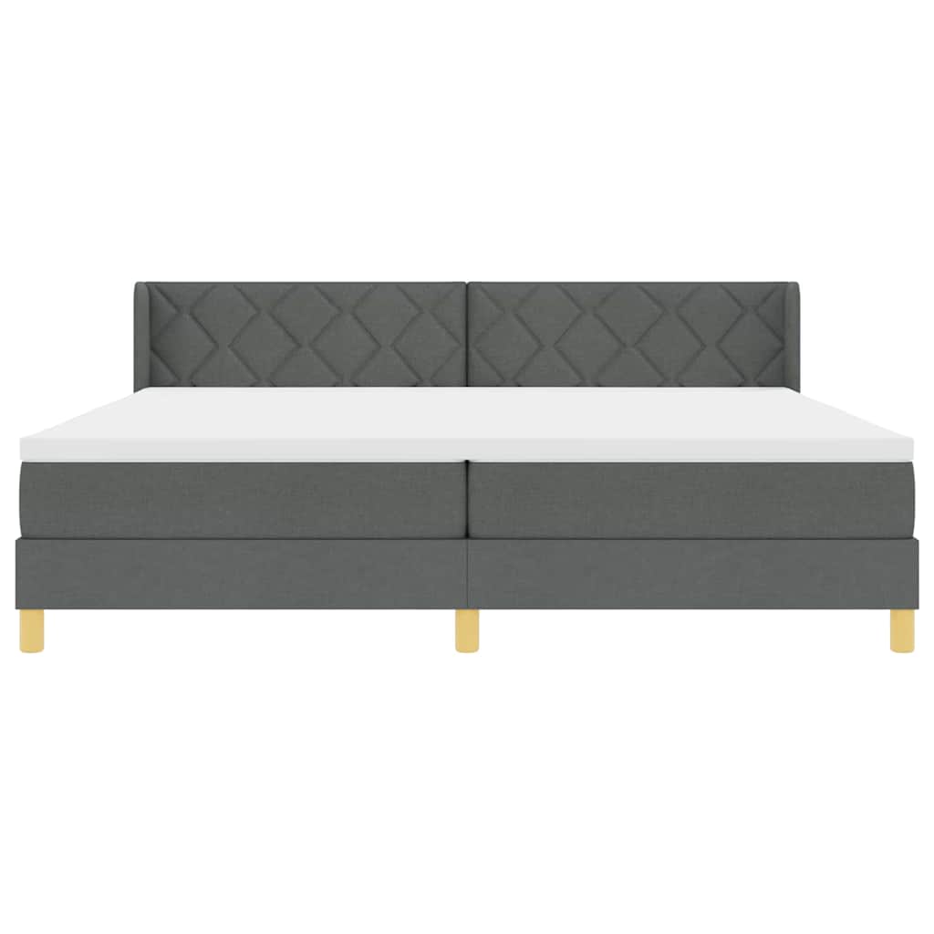 Lit à Ressorts avec matelas Gris foncé 200 x 200 cm tissu