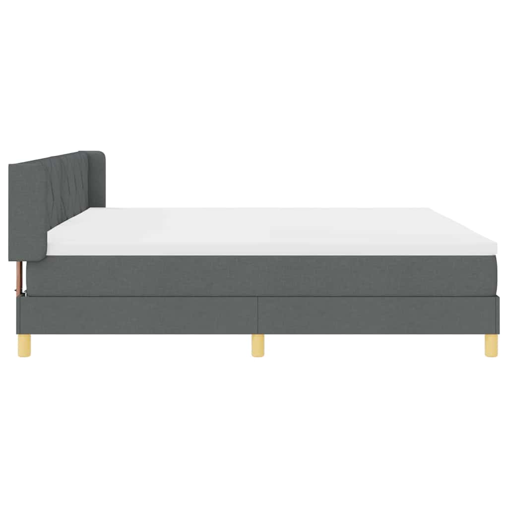 Lit à Ressorts avec matelas Gris foncé 200 x 200 cm tissu