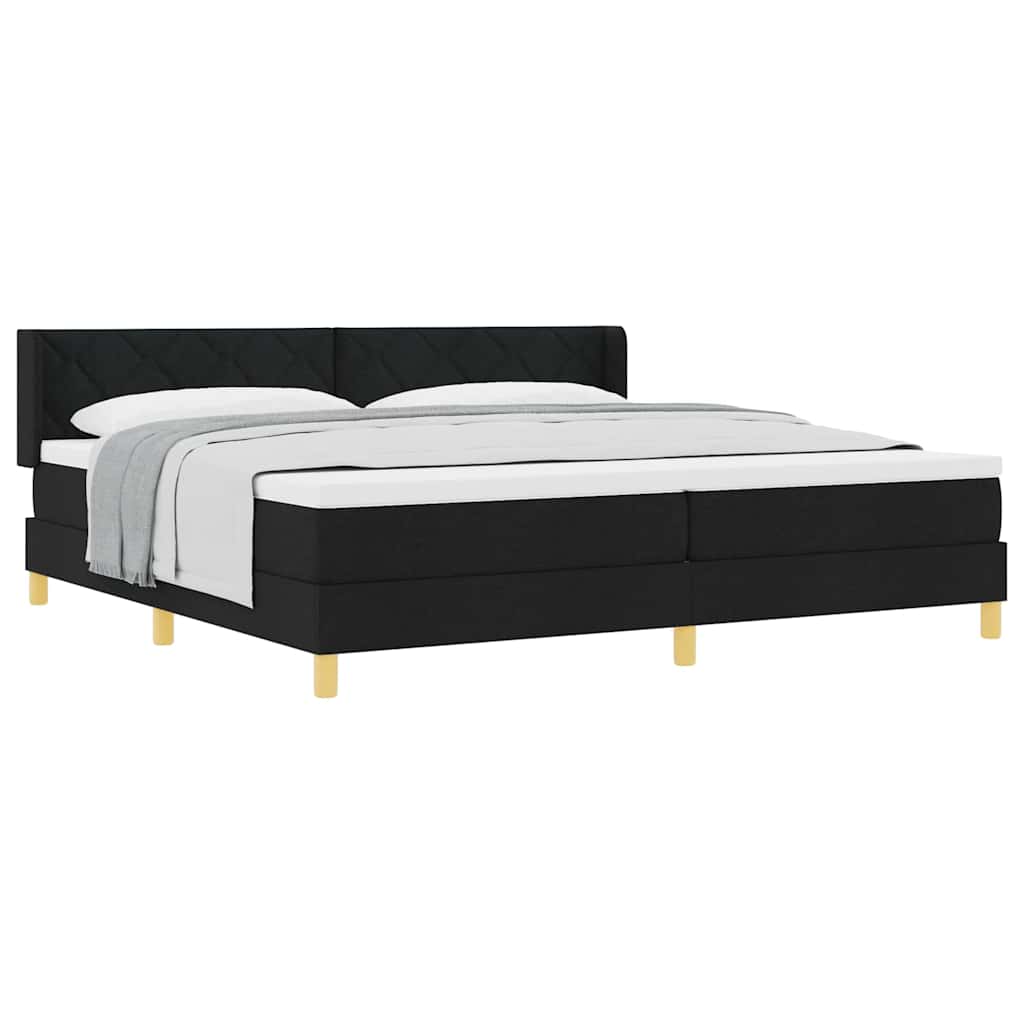 Lit à ressorts avec matelas Noir et Blanc 200 x 200 cm Mousse