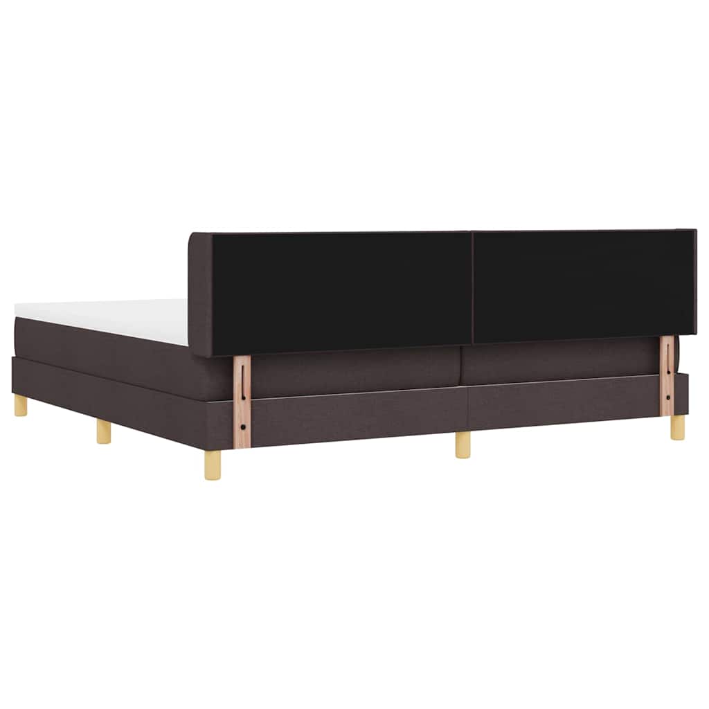 Lit à ressorts Marron foncé et Blanc 200 x 200 cm Tissu