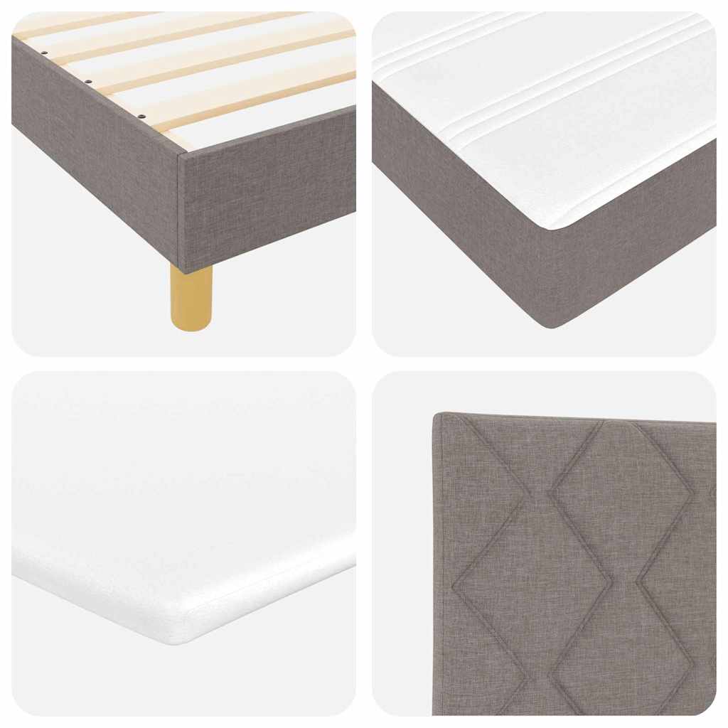 Lit à Ressorts avec matelas Taupe 200 x 200 cm tissu