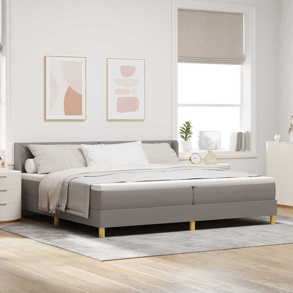 Lit à Ressorts avec matelas Taupe 200 x 200 cm tissu