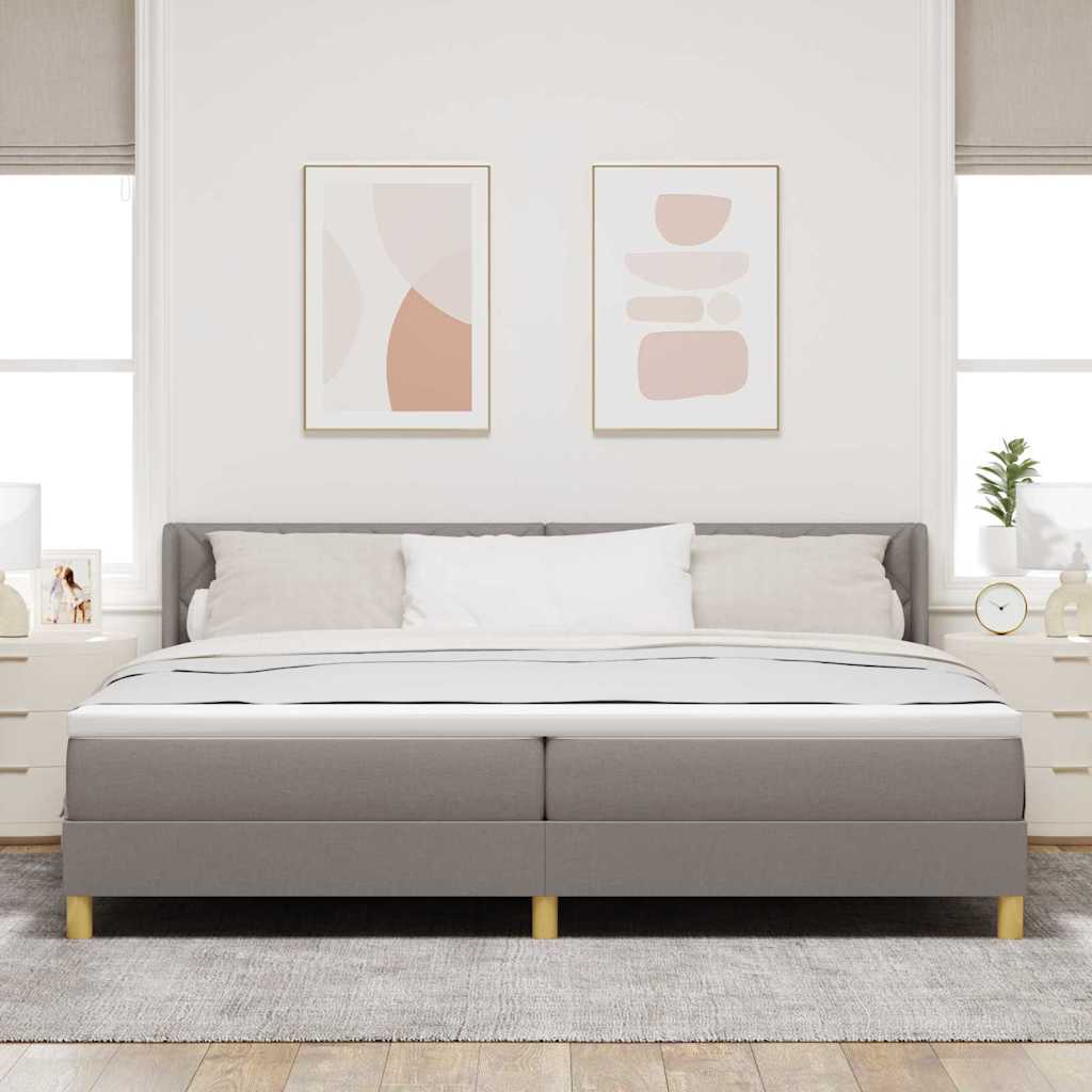 Lit à Ressorts avec matelas Taupe 200 x 200 cm tissu