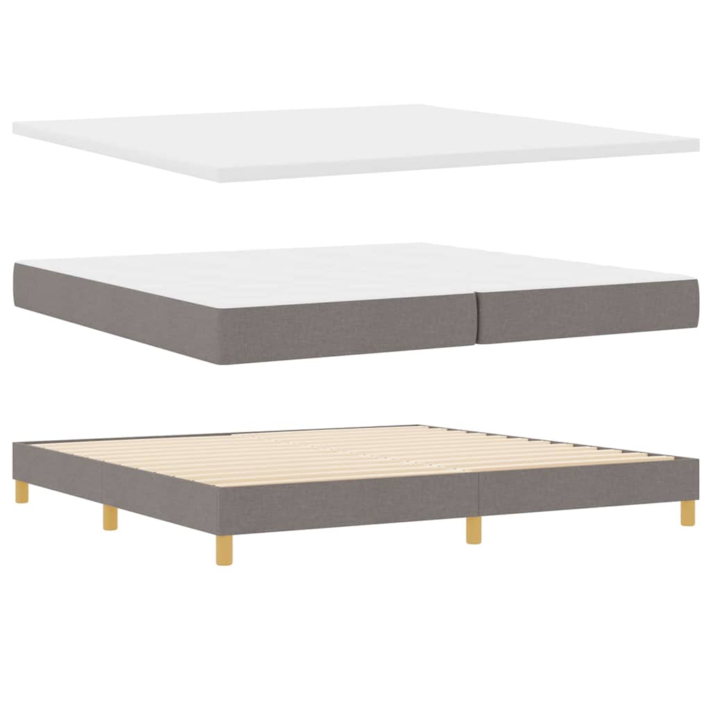 Lit à Ressorts avec matelas Taupe 200 x 200 cm tissu