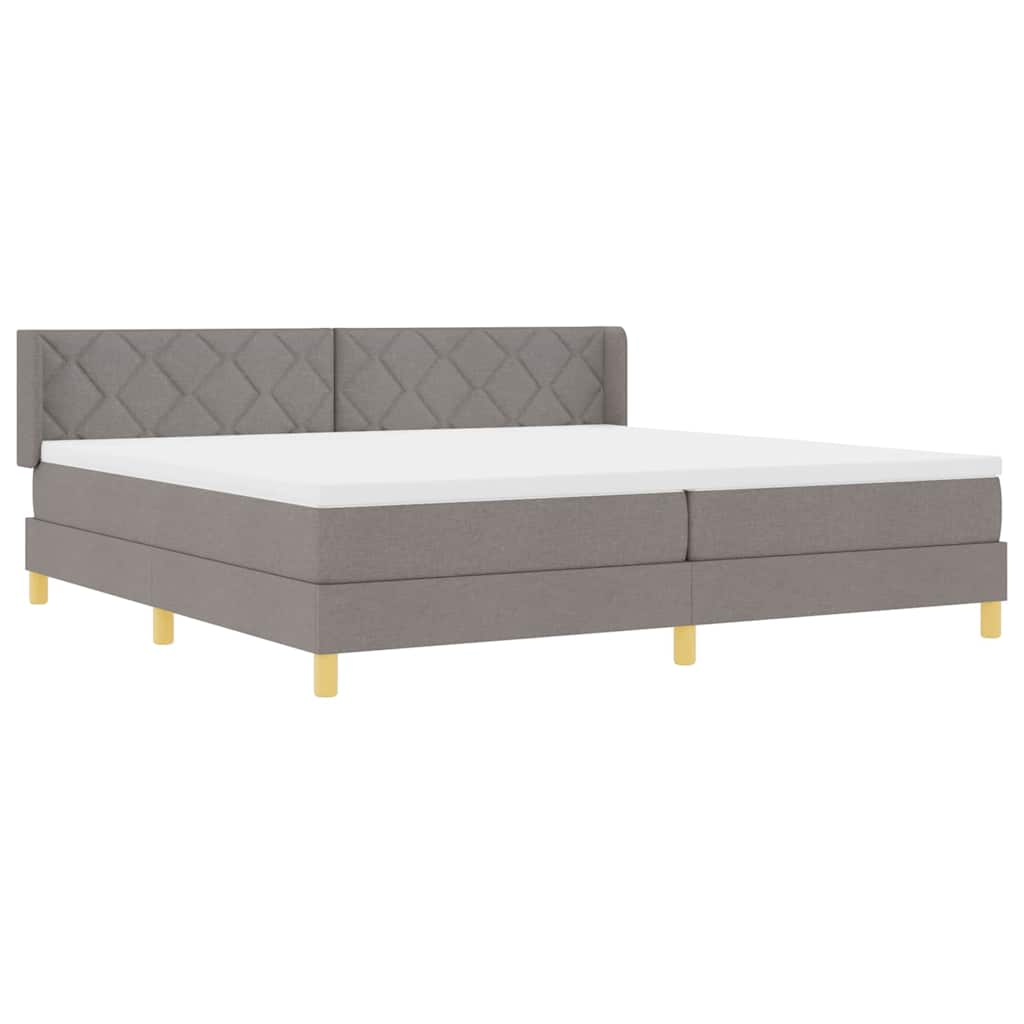 Lit à Ressorts avec matelas Taupe 200 x 200 cm tissu