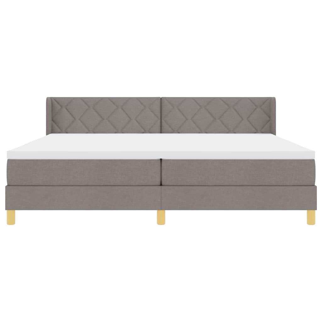 Lit à Ressorts avec matelas Taupe 200 x 200 cm tissu