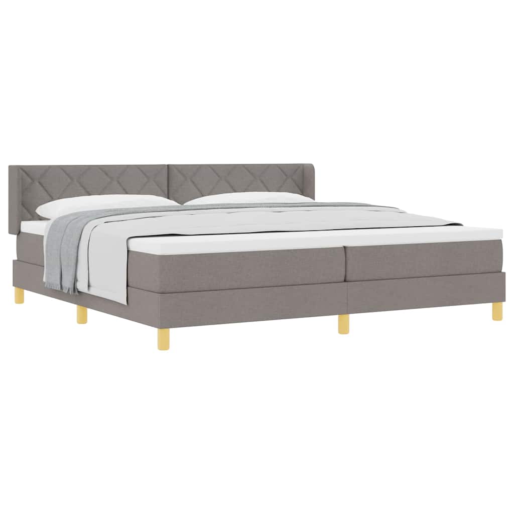 Lit à Ressorts avec matelas Taupe 200 x 200 cm tissu