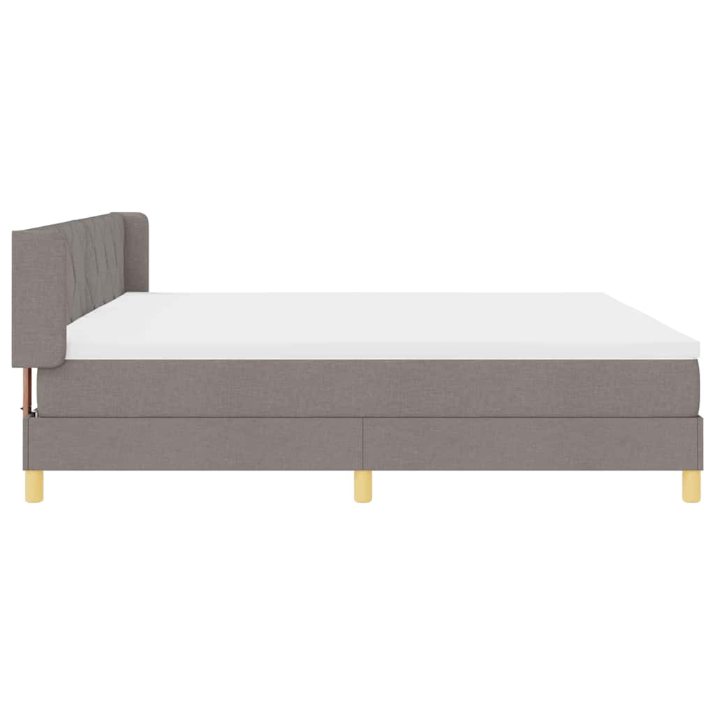 Lit à Ressorts avec matelas Taupe 200 x 200 cm tissu