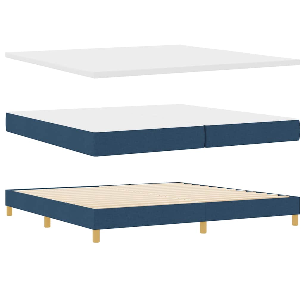 Lit à Ressorts avec matelas Bleu 200 x 200 cm tissu