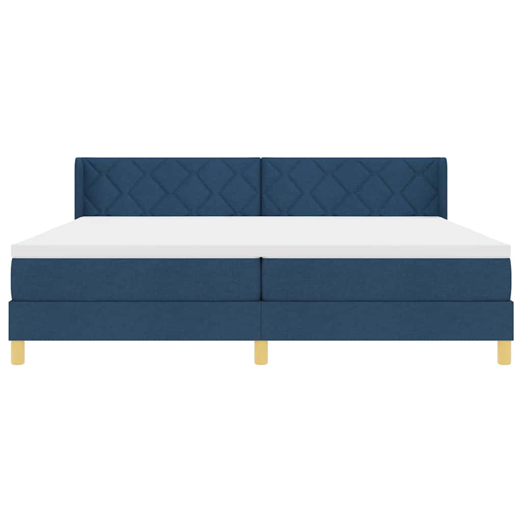 Lit à Ressorts avec matelas Bleu 200 x 200 cm tissu