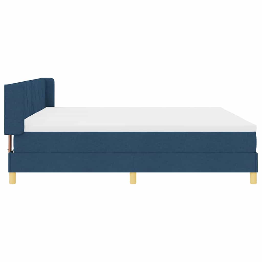 Lit à Ressorts avec matelas Bleu 200 x 200 cm tissu