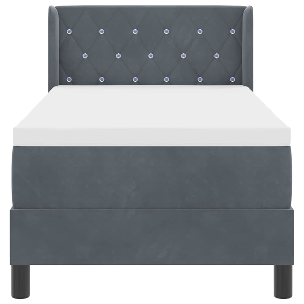 Lit à ressorts avec matelas noir 100x200 cm en velours - XIOS