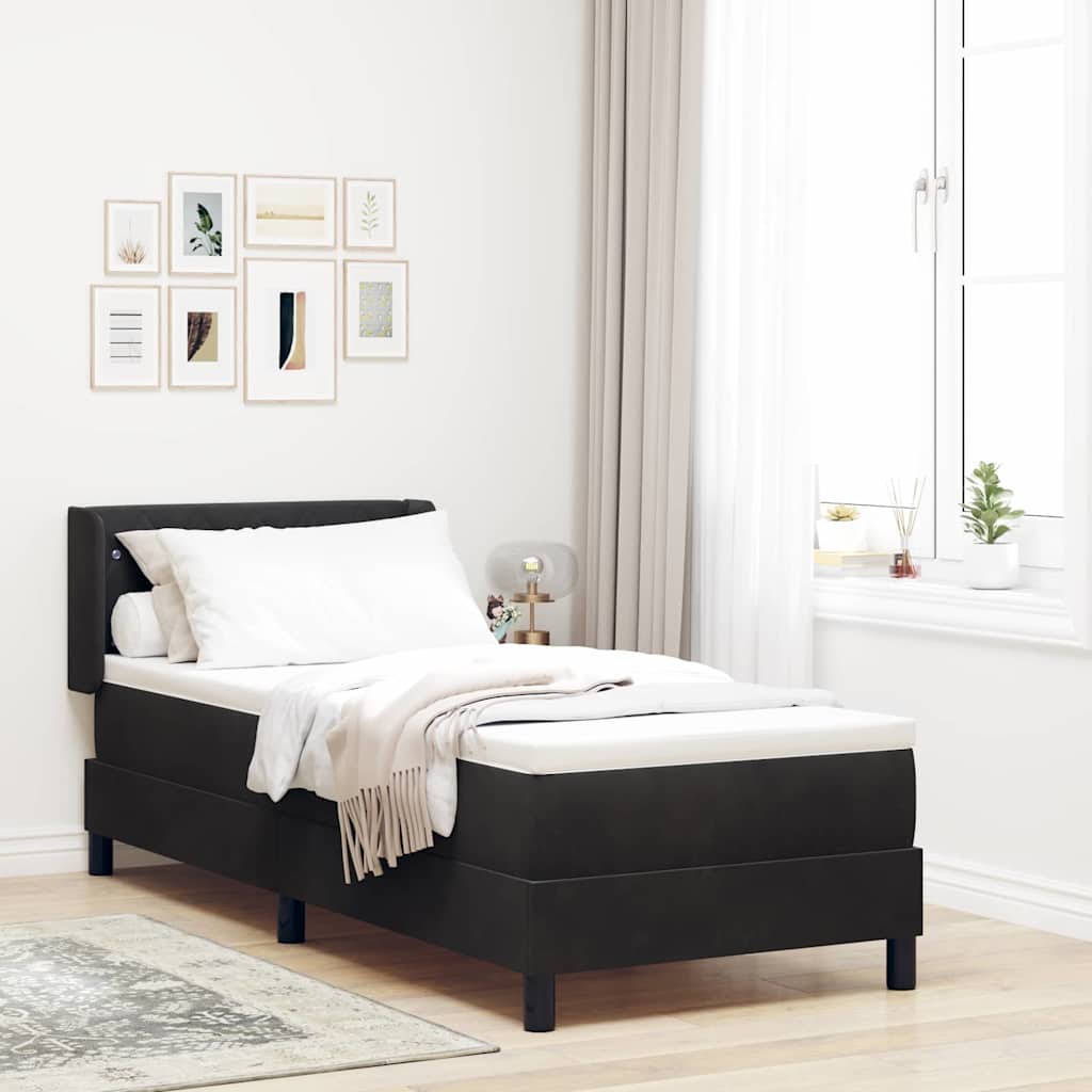 Lit à ressorts avec matelas noir 100x200 cm en velours Noir - XIOS