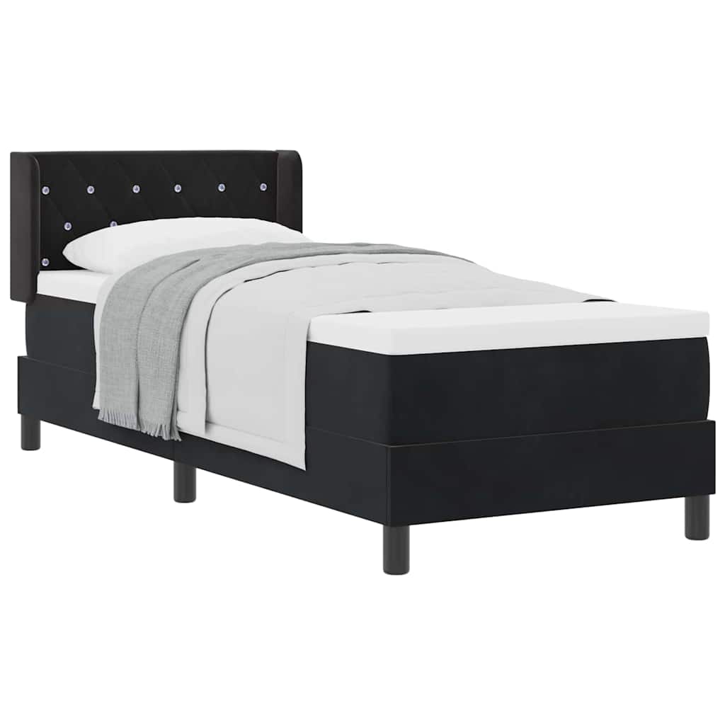 Lit à ressorts avec matelas noir 100x200 cm en velours Noir - XIOS
