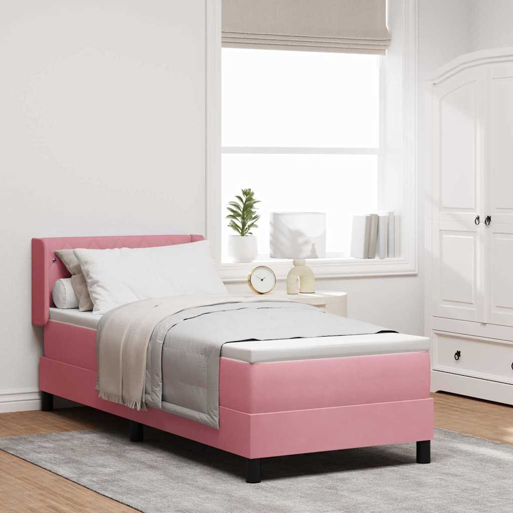 Lit à ressorts avec tête de lit Rose 200 x 80 cm Velours - XIOS