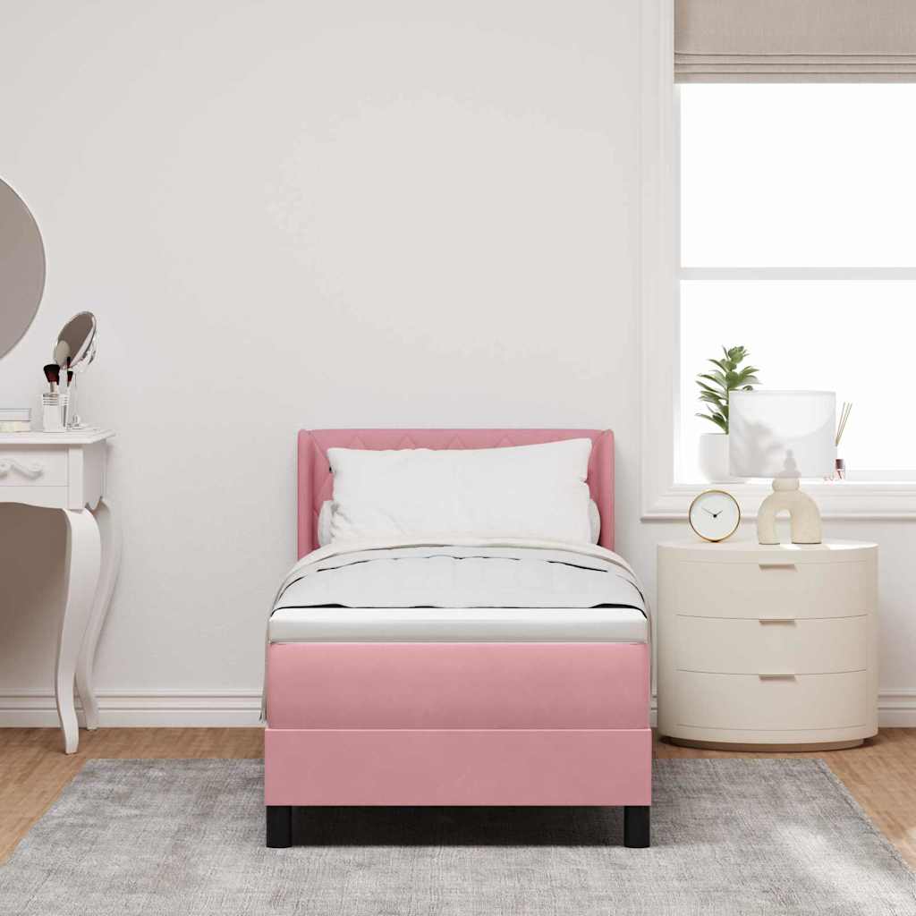 Lit à ressorts avec tête de lit Rose 200 x 80 cm Velours - XIOS