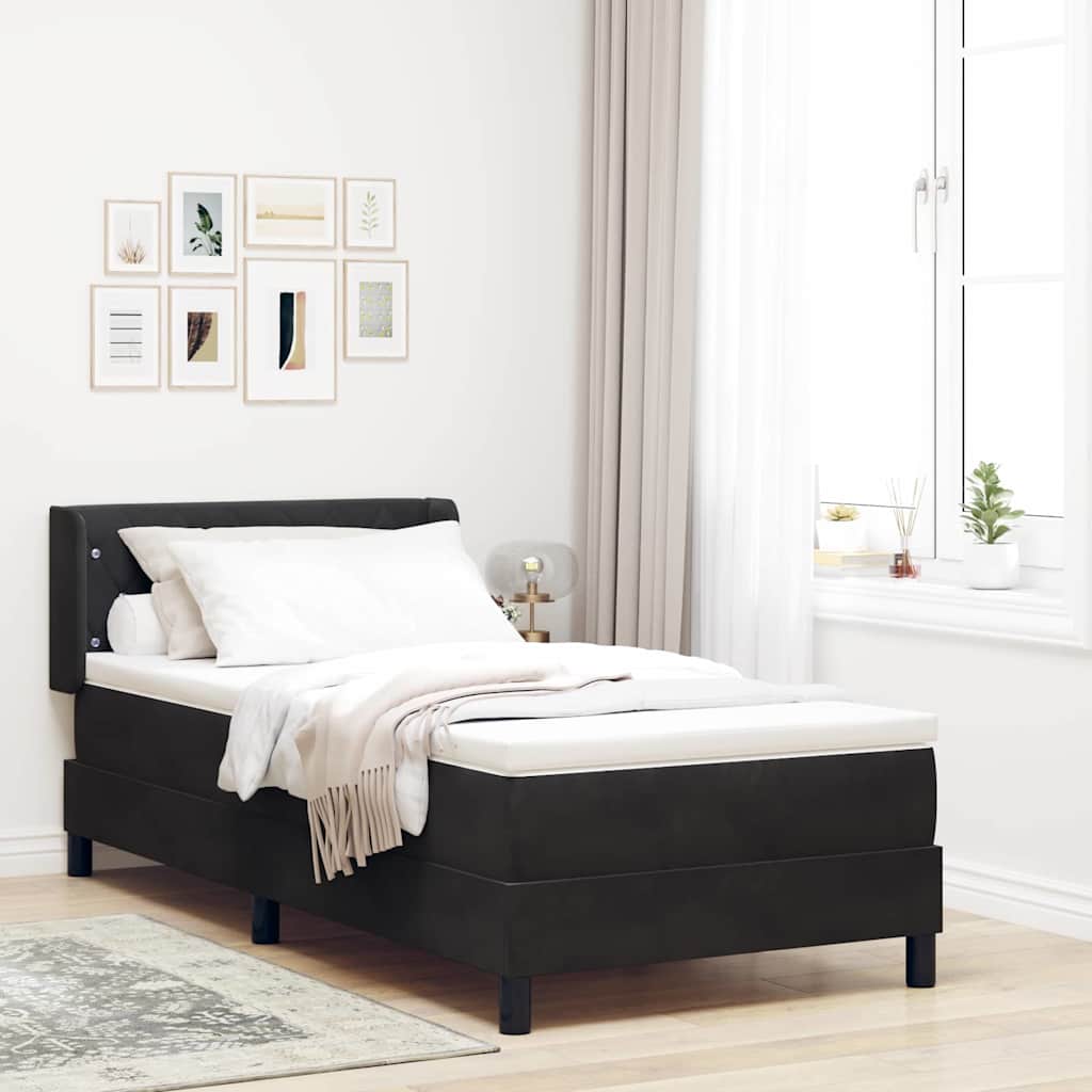 Lit à ressorts avec matelas noir 100x200 cm en velours Noir - XIOS