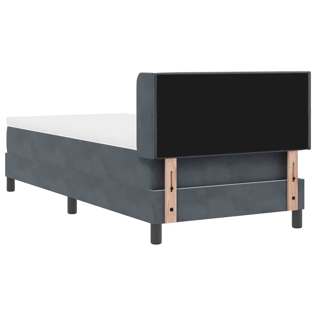 Lit à ressorts avec tête de lit Gris foncé 200 x 90 cm Velours - XIOS