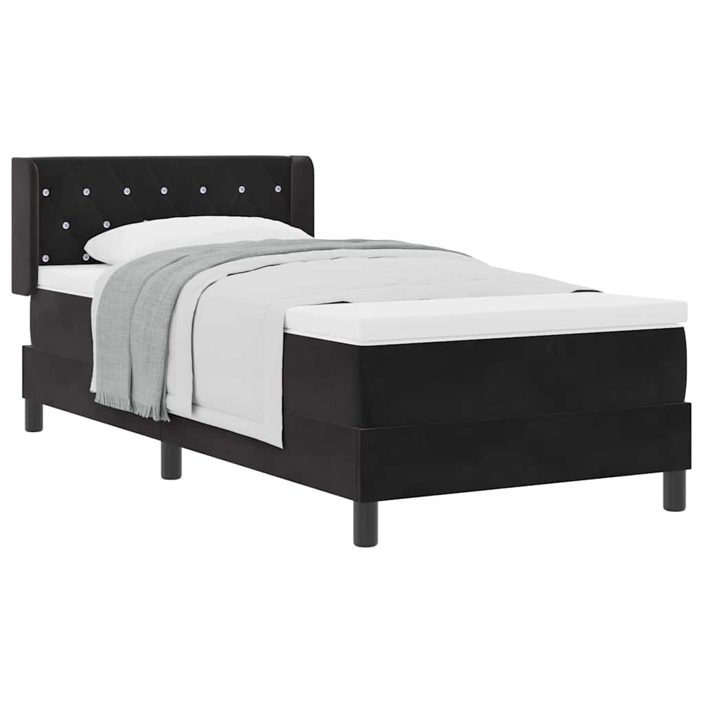 Lit à ressorts avec matelas noir 100x200 cm en velours Noir - XIOS