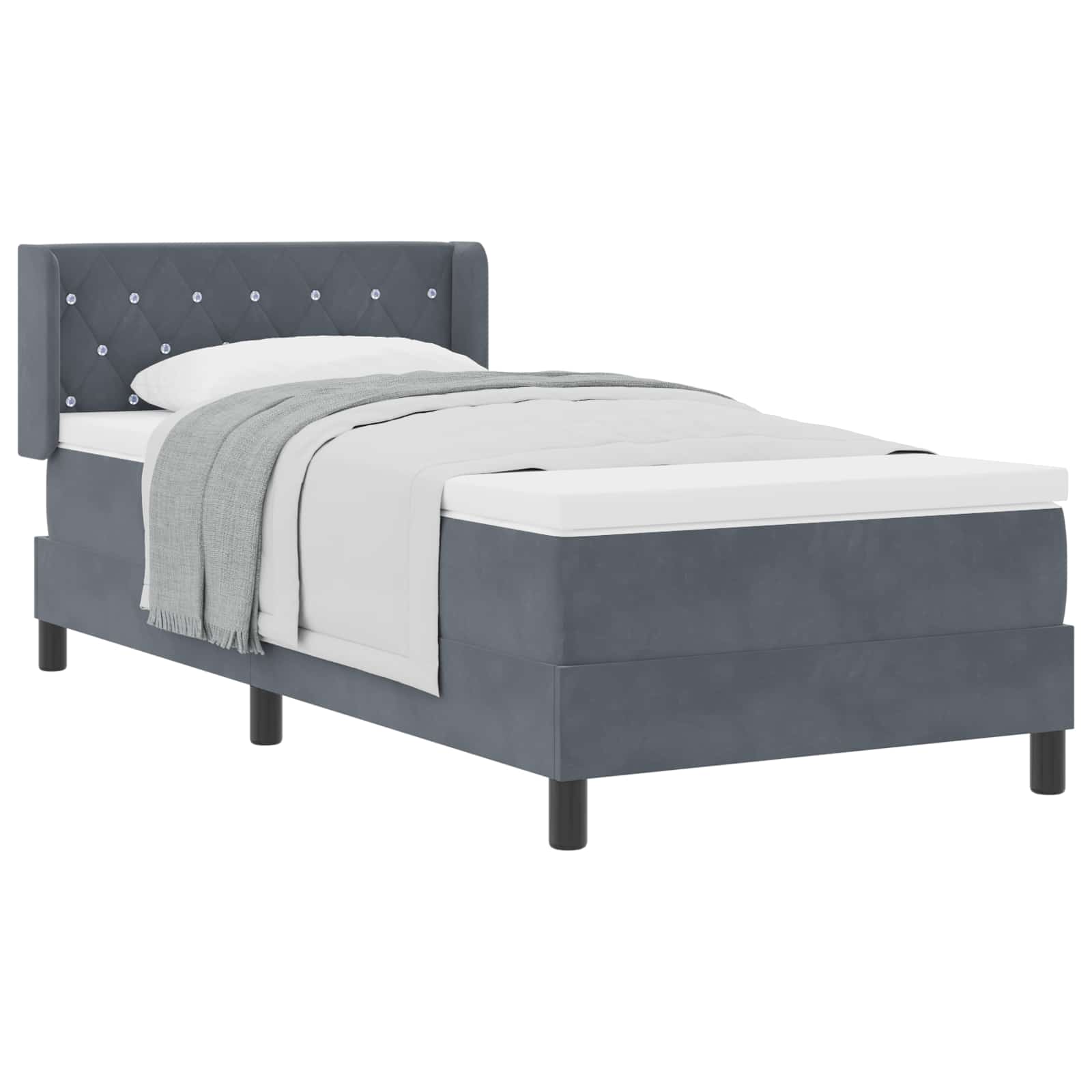 Lit à ressorts avec matelas Gris foncé 200 x 100 cm Polyester - XIOS