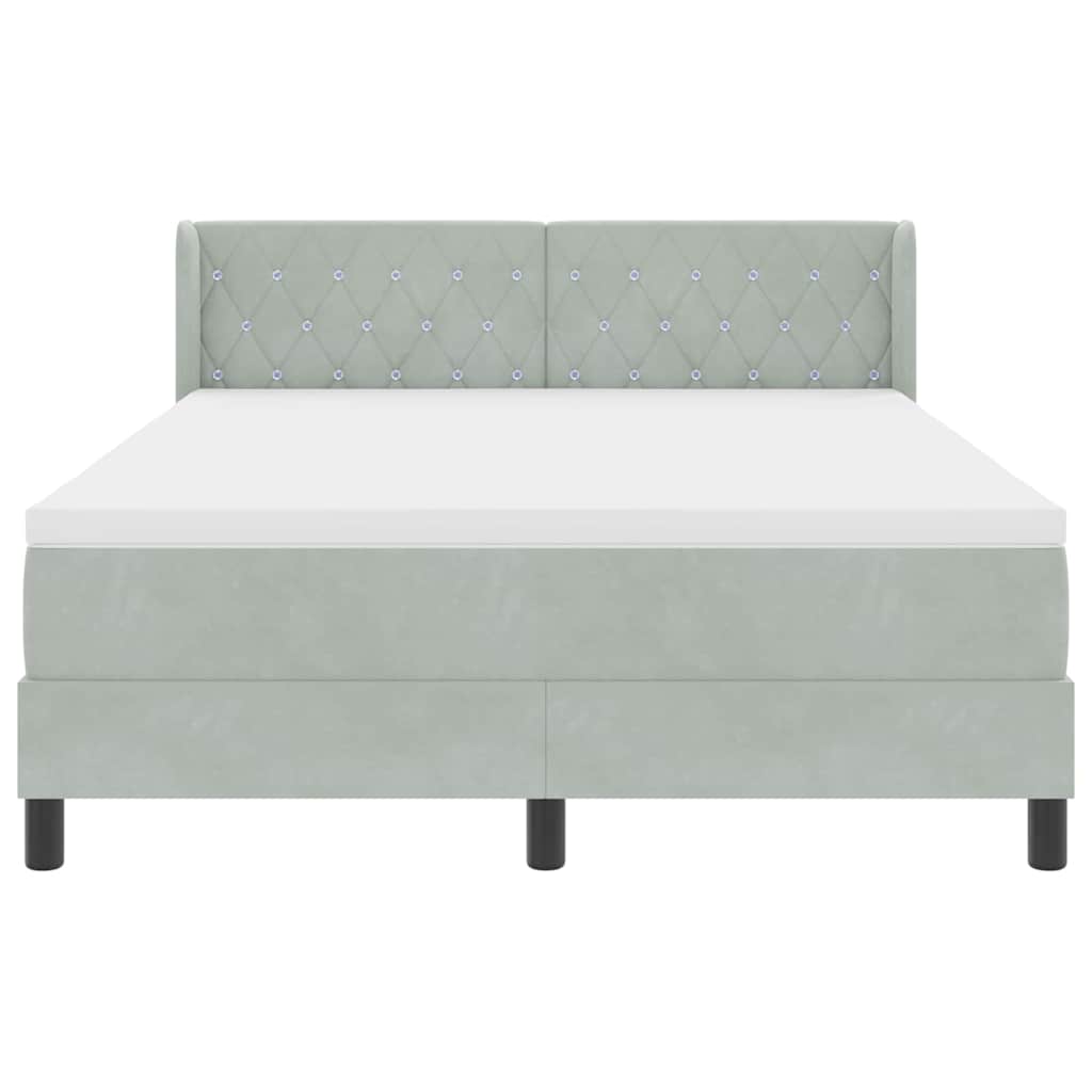 Lit à ressorts avec matelas Gris clair 200 x 160 cm Polyester - XIOS