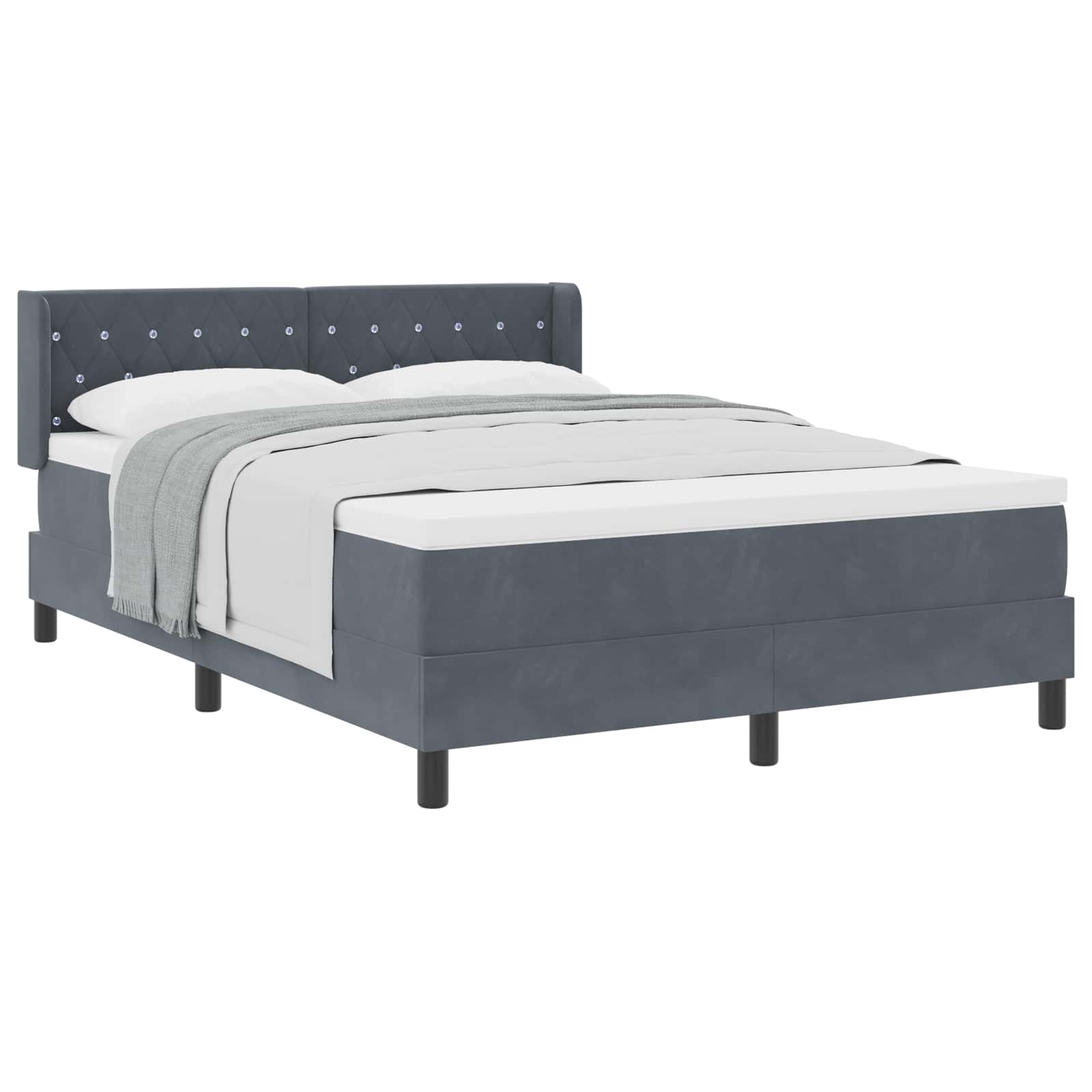 Lit à ressorts avec matelas Gris foncé 200 x 160 cm Polyester - XIOS