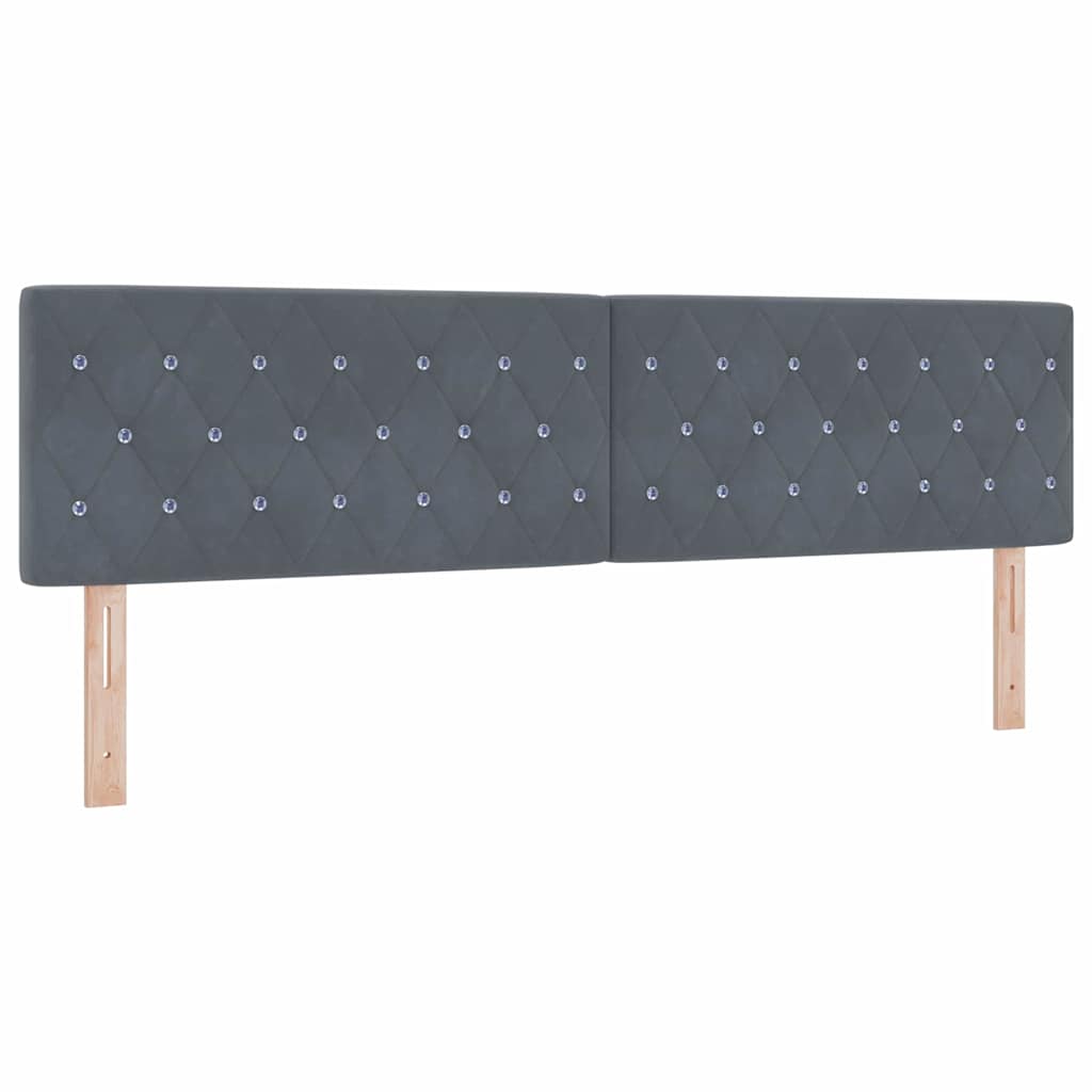 Lit à ressorts avec tête de lit Gris foncé 200 x 180 cm Velours