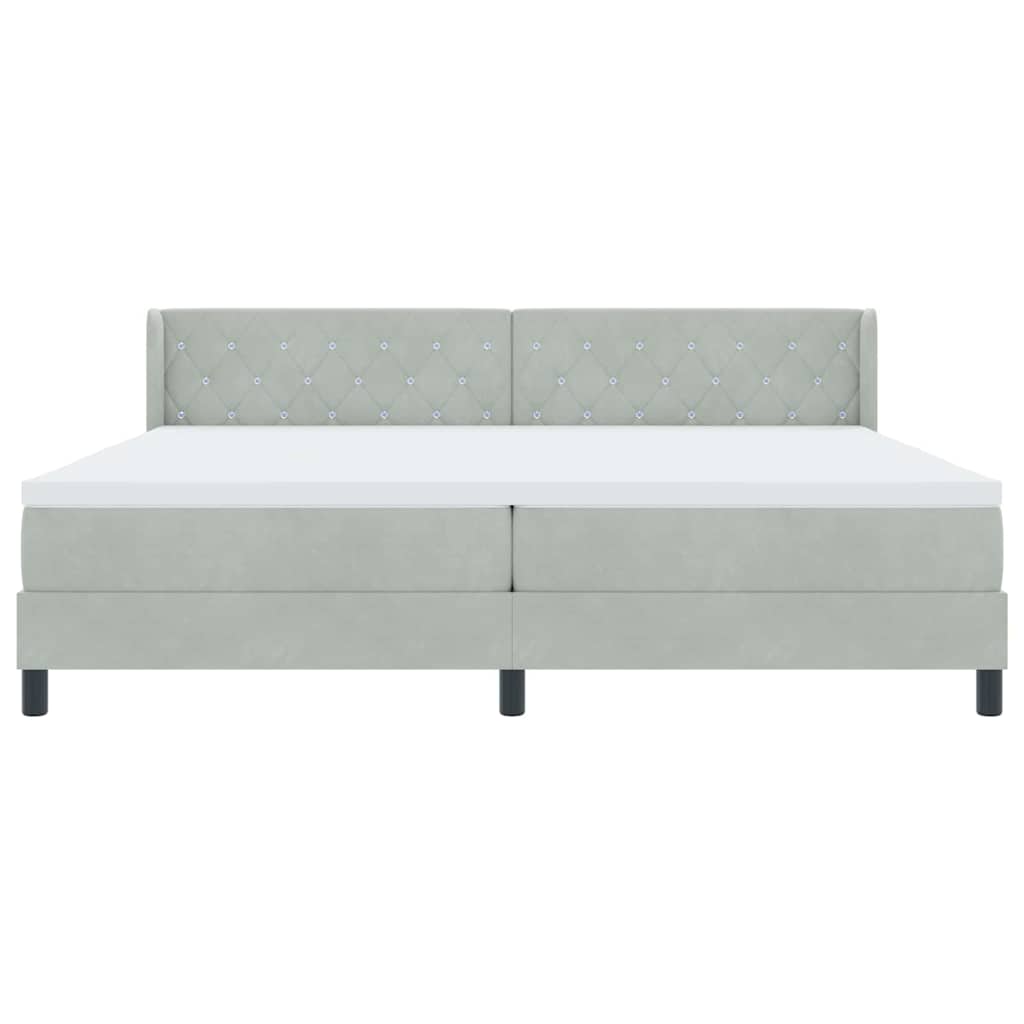 Lit à ressorts avec matelas noir 100x200 cm en velours