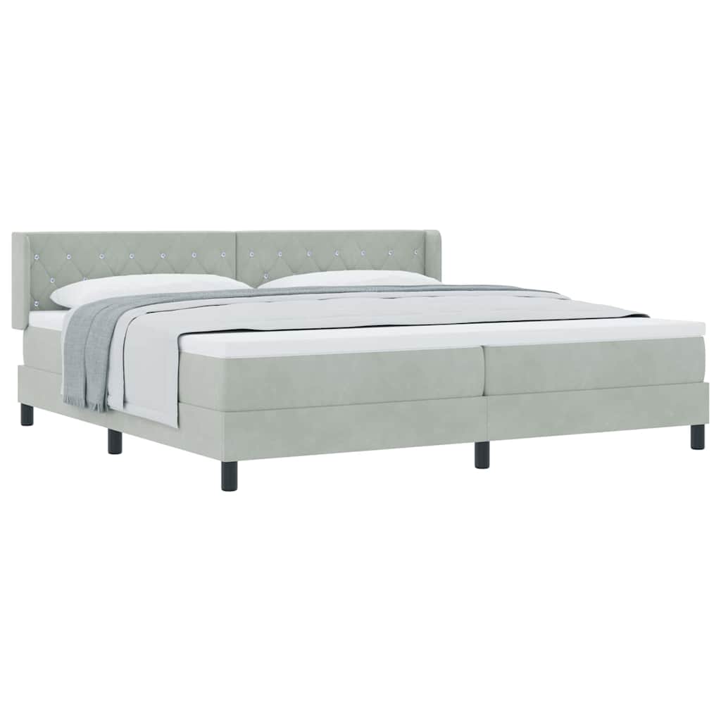 Lit à ressorts avec matelas noir 100x200 cm en velours