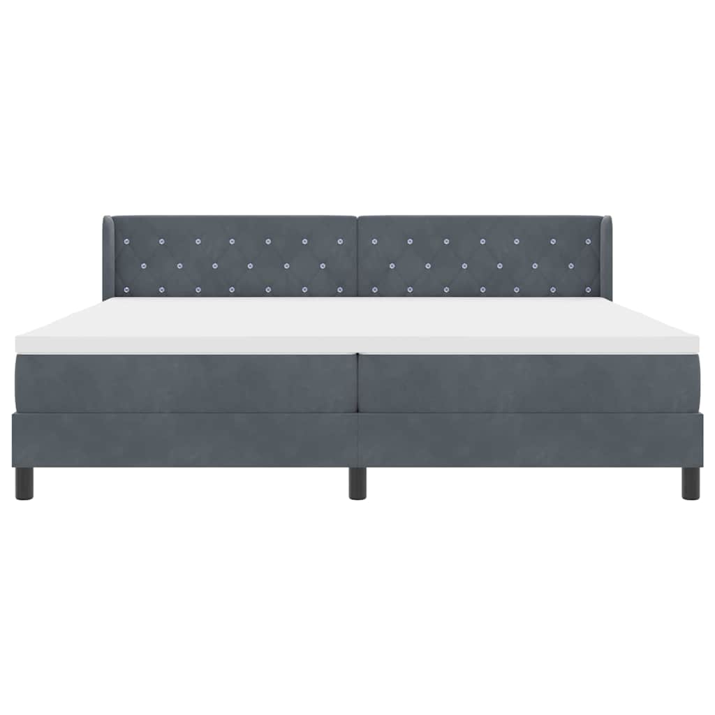 Lit à ressorts avec matelas noir 100x200 cm en velours