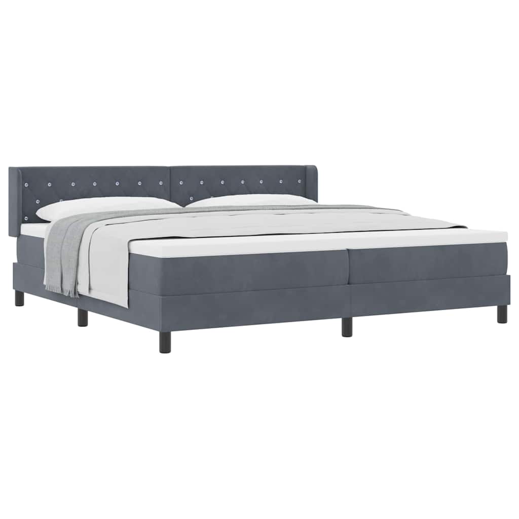 Lit à ressorts avec matelas noir 100x200 cm en velours