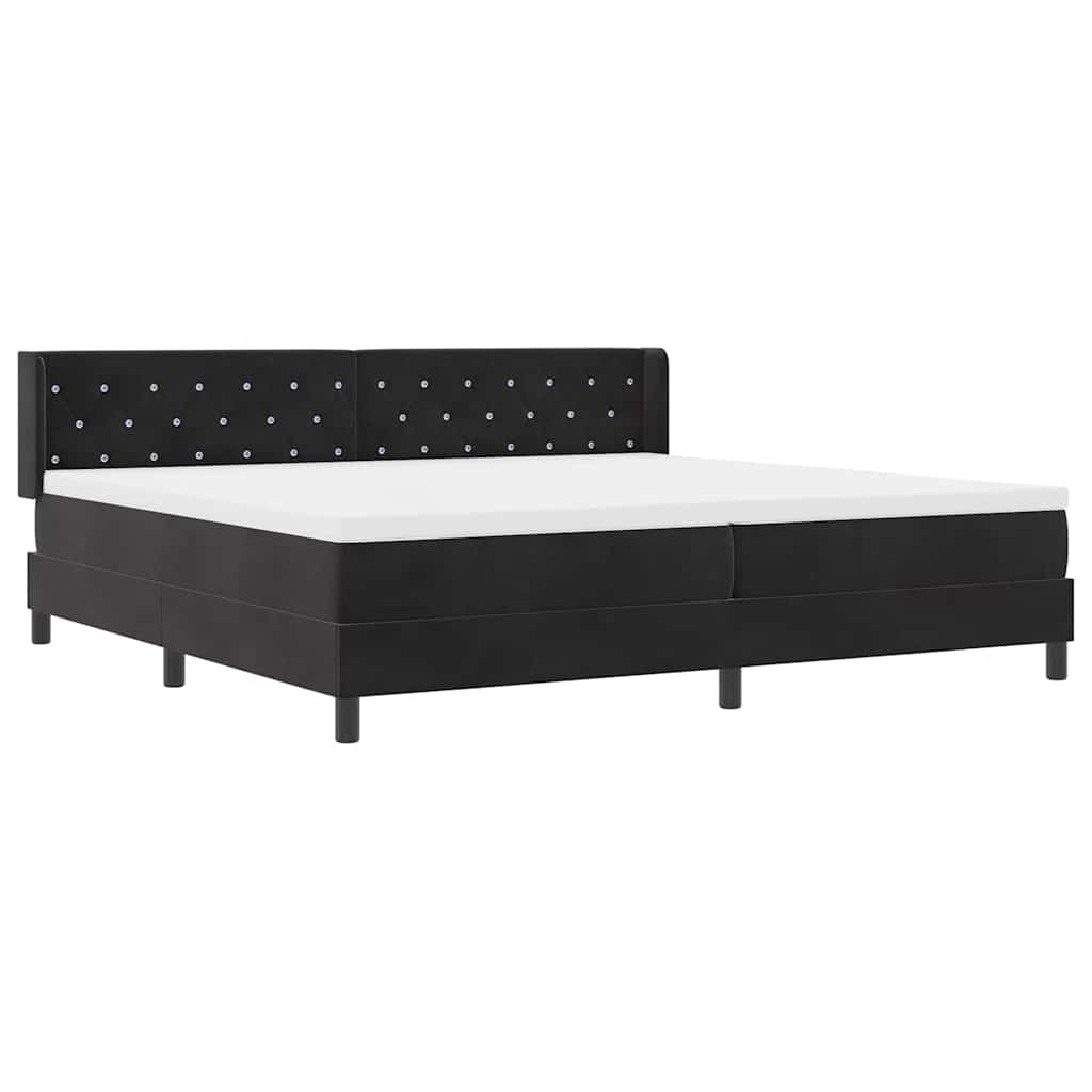 Lit à ressorts avec matelas noir 100x200 cm en velours Noir