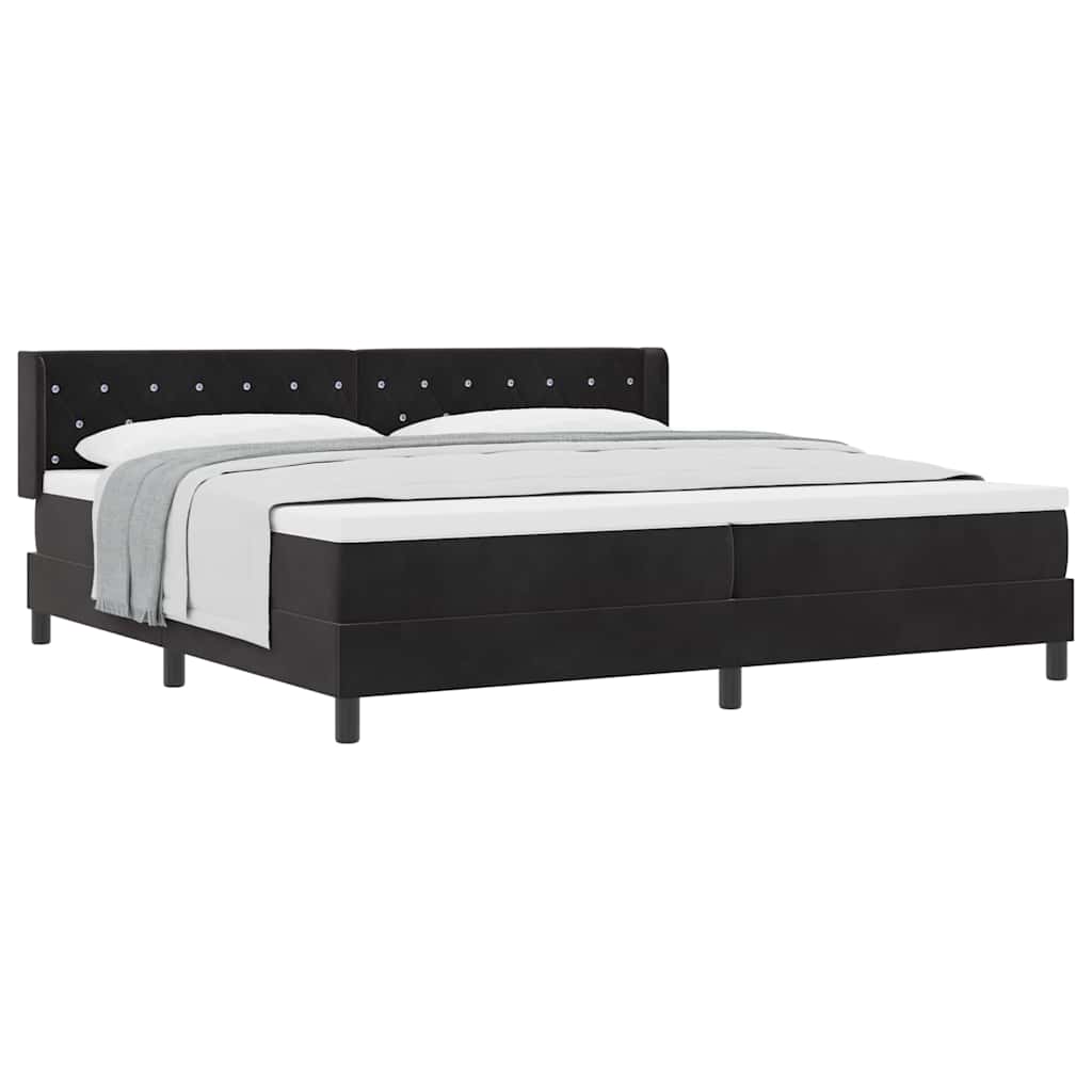 Lit à ressorts avec matelas noir 100x200 cm en velours Noir