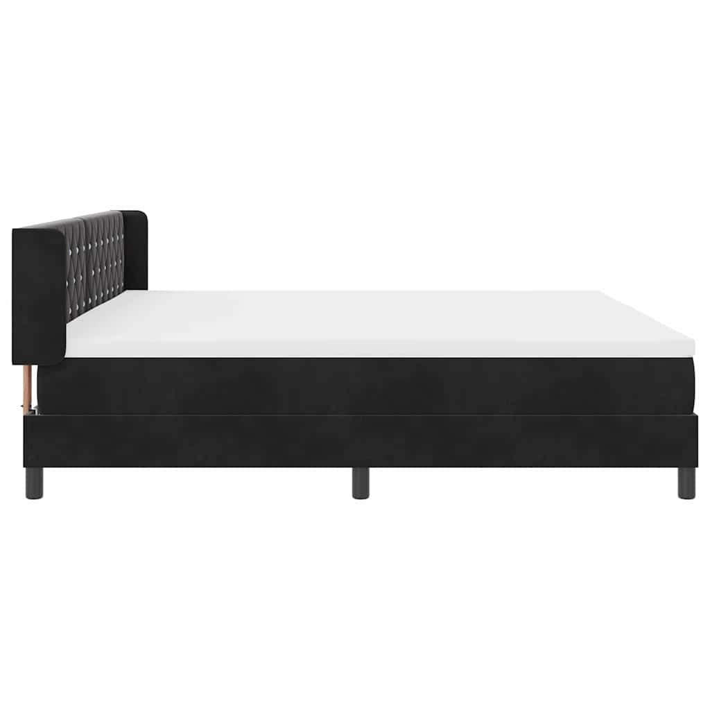 Lit à ressorts avec matelas noir 100x200 cm en velours Noir