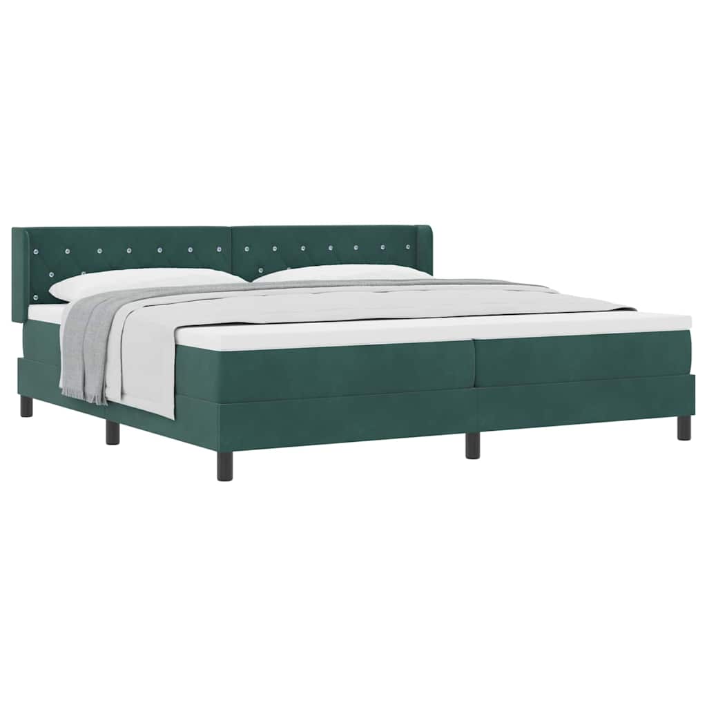 Lit à ressorts avec matelas noir 100x200 cm en velours